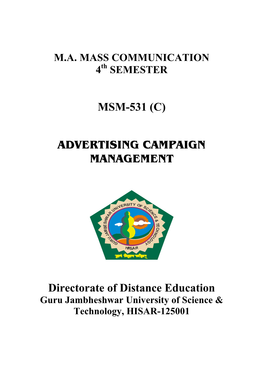 Advertising Campaign Management MSM-531 (C)