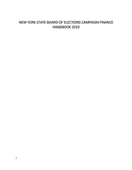 New York Board of Elections Campaign Finance Handbook 2019