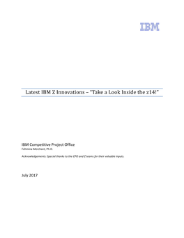 Latest IBM Z Innovations – “Take a Look Inside the Z14!”