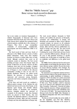 Middle Jurassic” Gap Bone Versus Track Record in Dinosaurs Meyer, C