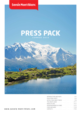 Press Pack Summer 2016 Introduction Andmaps the Great Lakes Detox, Yoga Andfitness Push Your Limits Contacts Food Andwine Mountain Biking&E-Bike Road Cycling