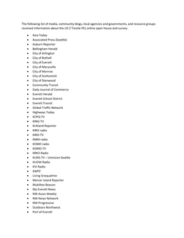 US 2 WB Trestle Study, Appendix Q Outreach List and Survey Questions