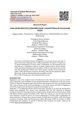 Research Paper LONG HORN BEETLES (CERAMBYCIDAE
