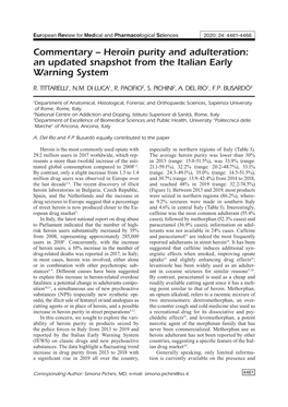 Heroin Purity and Adulteration: an Updated Snapshot from the Italian Early Warning System