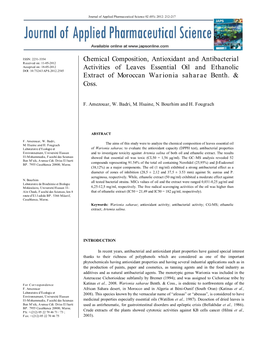 Antioxidant and Antibacterial Activities of Leaves Essential Oil and Ethanolic