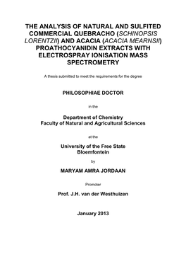 The Analysis of Natural and Sulfited Commercial Quebracho (Schinopsis Lorentzii) and Acacia (Acacia Mearnsii) Proathocyanidin Ex