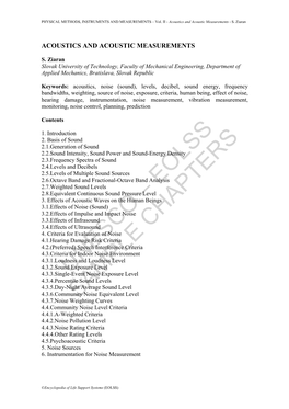 Acoustics and Acoustic Measurements - S