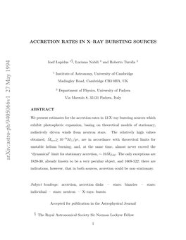 Accretion Rates in X--Ray Bursting Sources