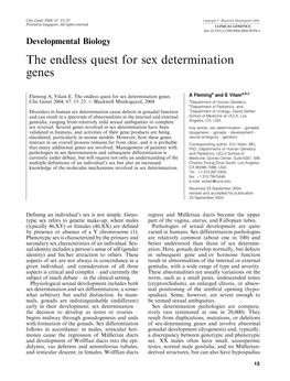 The Endless Quest for Sex Determination Genes