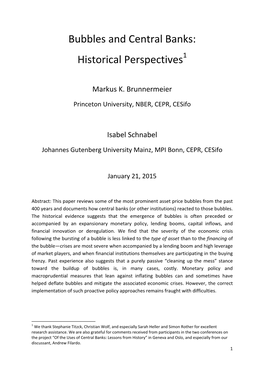 Bubbles and Central Banks: Historical Perspectives1