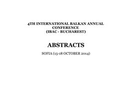 Abstracts Sofia (15-18 October 2014)