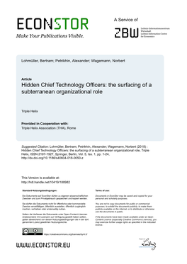 Hidden Chief Technology Officers: the Surfacing of a Subterranean Organizational Role