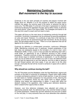 Maintaining Continuity Ball Movement Is the Key to Success