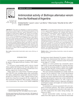 Antimicrobial Activity of Bothrops Alternatus Venom