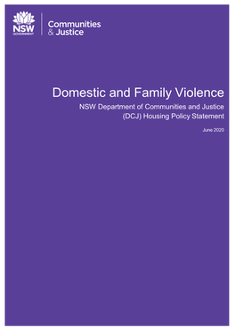 Domestic and Family Violence NSW Department of Communities and Justice (DCJ) Housing Policy Statement