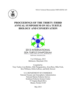 Proceedings of the Thirty-Third Annual Symposium on Sea Turtle Biology and Conservation