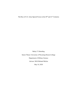 The Rise of U.S. Army Special Forces in the 20Th and 21St Centuries