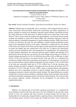 Conversion Between Natural Wetlands and Farmland in the Tumen River Basin