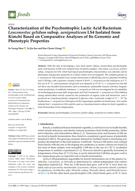 Characterization of the Psychrotrophic Lactic Acid Bacterium Leuconostoc Gelidum Subsp