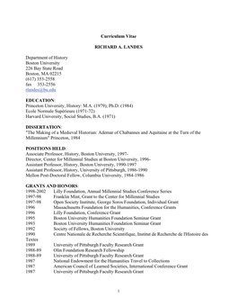 Curriculum Vitae RICHARD A. LANDES