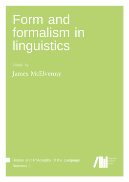 Form and Formalism in Linguistics