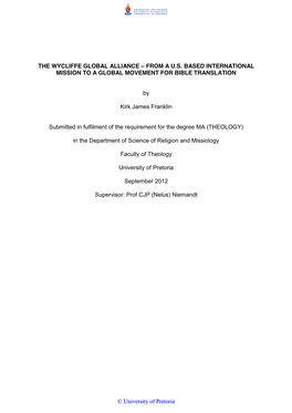THE WYCLIFFE GLOBAL ALLIANCE – from a U.S. BASED INTERNATIONAL MISSION to a GLOBAL MOVEMENT for BIBLE TRANSLATION by Kirk Jame
