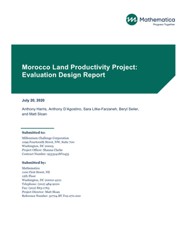 Morocco Land Productivity Project: Evaluation Design Report