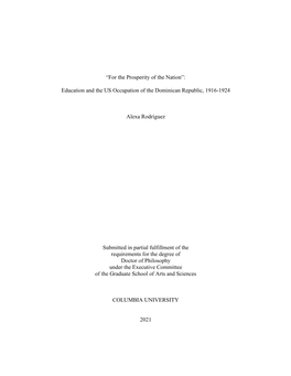 Education and the US Occupation of the Dominican Republic, 1916-1924