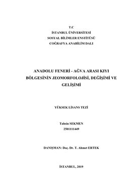Anadolu Feneri - Ağva Arasi Kiyi Bölgesinin Jeomorfolojisi, Değişimi Ve Gelişimi