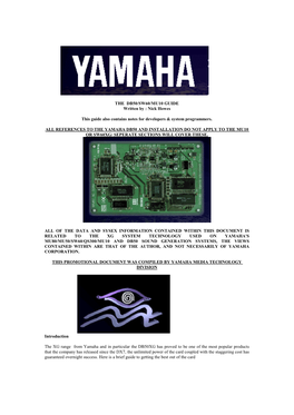 THE DB50/SW60/MU10 GUIDE Written by : Nick Howes
