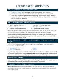 Lecture Recording Tips
