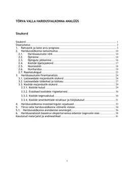 TÕRVA VALLA HARIDUSVALKONNA ANALÜÜS Sisukord