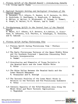 1 Plateau Uplift of the Rhenish Massif - Introductory Remarks J.H