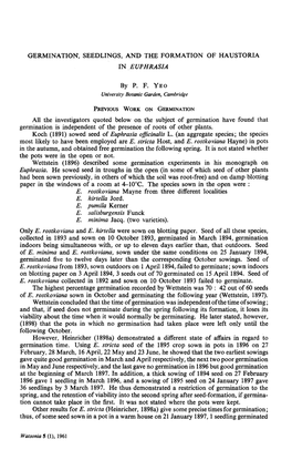 Germination, Seedlings, and the Formation of Haustoria in Euphrasia