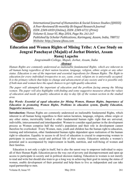 A Case Study on Jengrai Panchayat (Majuli) of Jorhat District, Assam