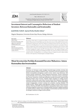 Investment Interest and Consumptive Behaviour of Student Investors: Between Rationality and Irrationality