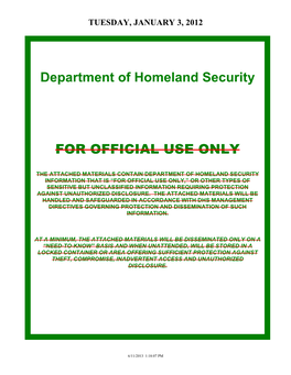 Department of Homeland Security for OFFICIAL USE ONLY