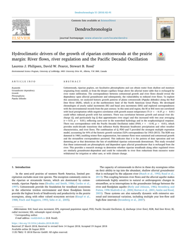 Hydroclimatic Drivers of the Growth of Riparian Cottonwoods at the Prairie Margin: River ﬂows, River Regulation and the Paciﬁc Decadal Oscillation T ⁎ Laurens J