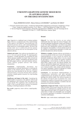 Unknown Grapevine Genetic Resources in Asturias (Spain) on the Edge of Extinction