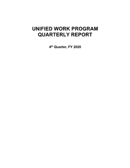 Unified Work Program Quarterly Report