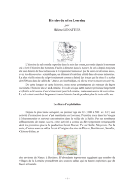 Histoire Du Sel En Lorraine Par Hélène LENATTIER