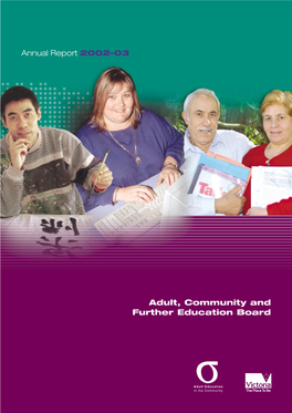 Annual Report 2002–03 Adult, Community and Further Education