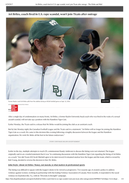 Art Briles, Coach Fired in U.S. Rape Sc...Ats After Outrage