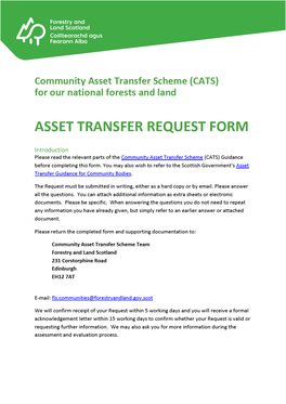 Community Asset Transfer Scheme Application Form