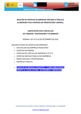 Boletín De Ofertas De Emprego Privado E Público