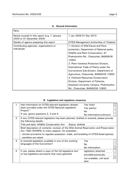 Notification No. 2005/035 Page 4 A. General Information Party Period