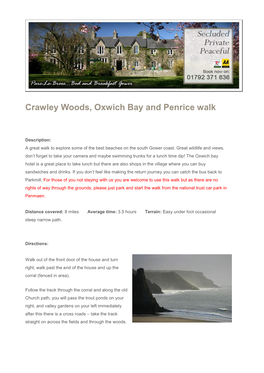 Crawley Woods, Oxwich Bay and Penrice Walk