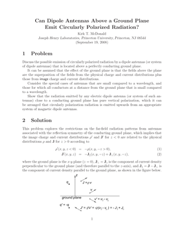 Can Dipole Antennas Above a Ground Plane Emit Circularly Polarized Radiation? Kirk T