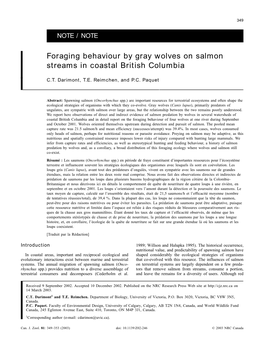 Foraging Behaviour by Gray Wolves on Salmon Streams in Coastal British Columbia