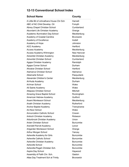 12-13 Conventional School Index